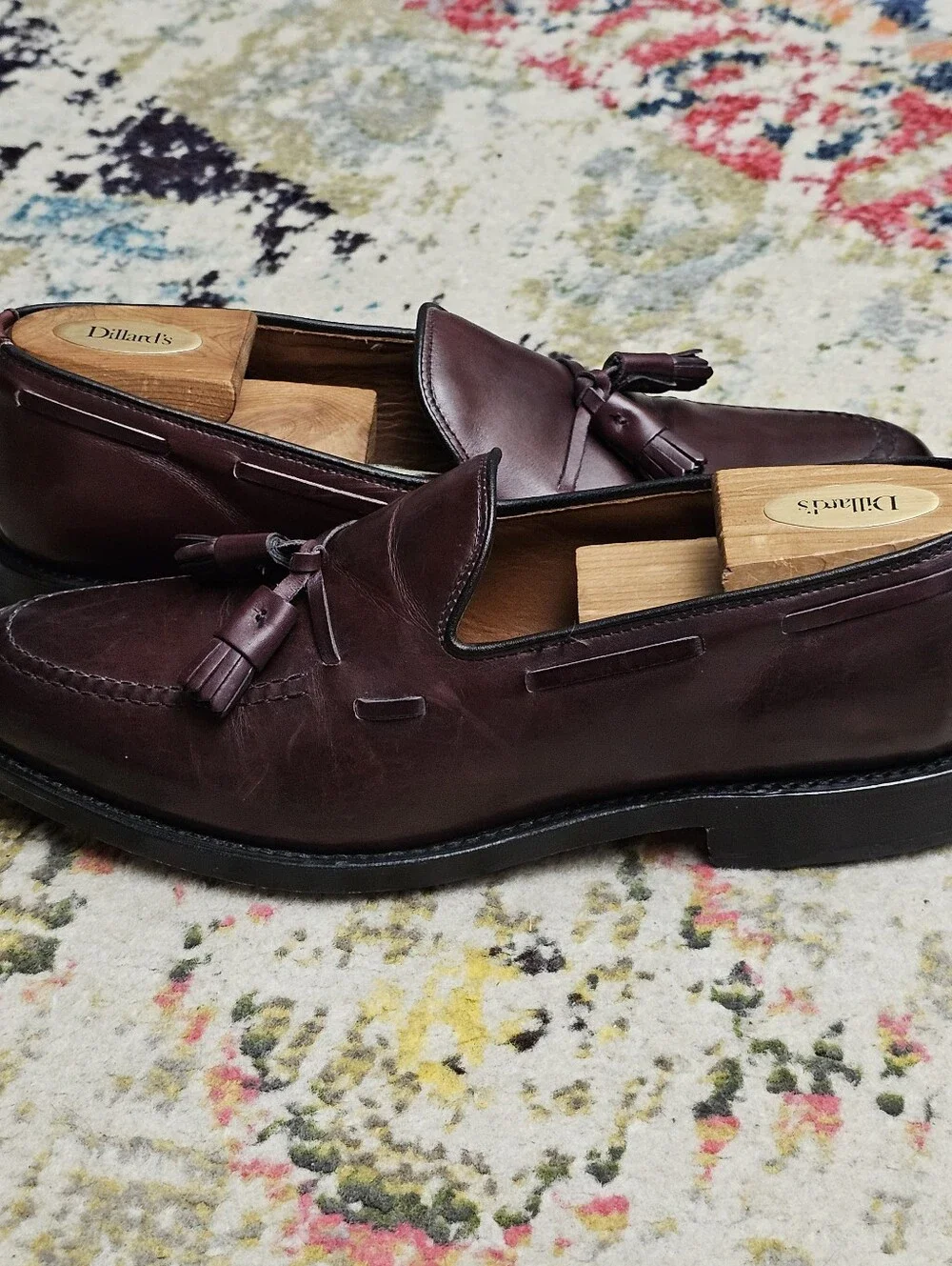 Allen Edmonds Grayson Tassel Loafers Men's Dress Shoes 8.5 D Burgundy Oxblood